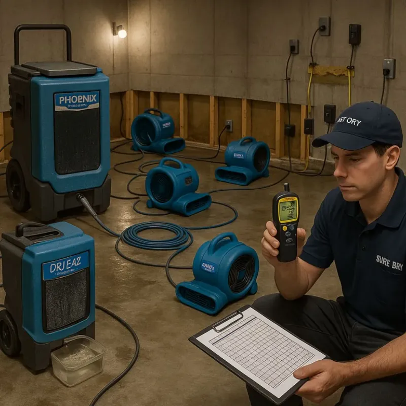 Structural Drying and Dehumidification process in Sinton, TX